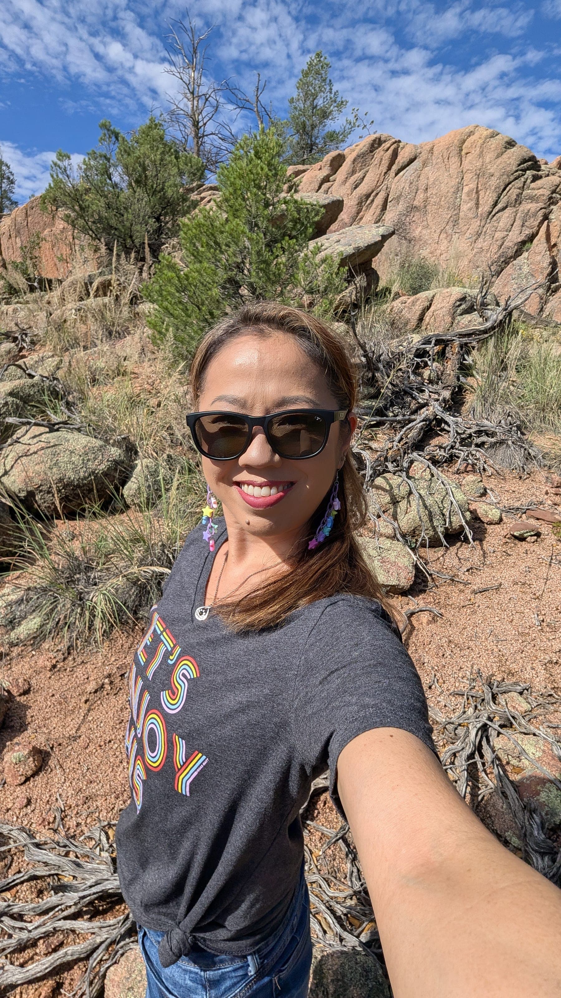 A forest trail at golden hour